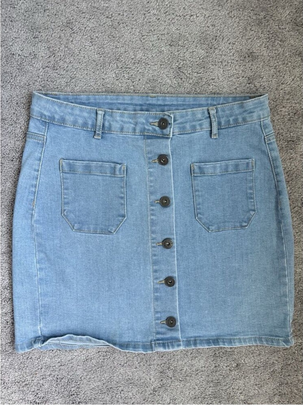 Guess Light Blue Denim Button-Front Mini Skirt